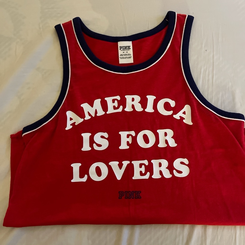 PINK Victoria's Secret Red and White Muscle Tee